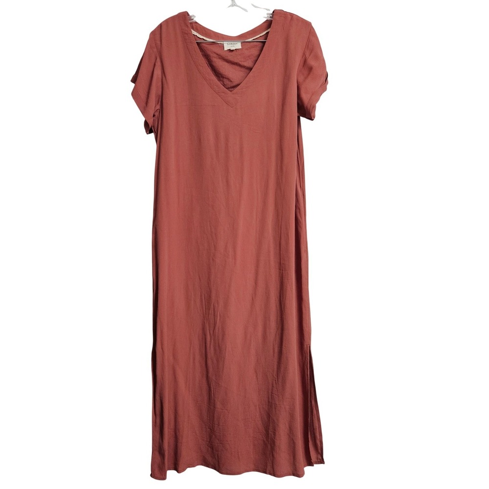 Bohme Maxi Dress Womens S/M Rust Terracotta V-Neck Short Sleeve Viscose Bohemian